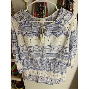Merona blue & white blouse xs